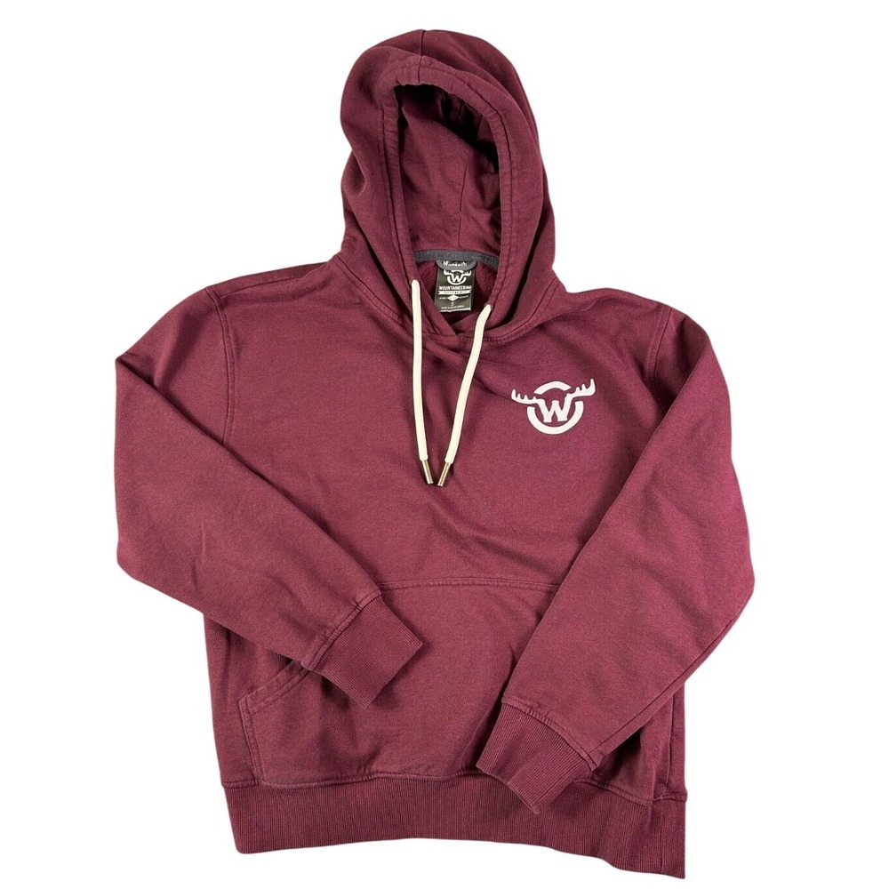 Moosejaw Hoodie Small Burgundy Pullover Sweatshirt Outdoors Casual Read Y2K VTG